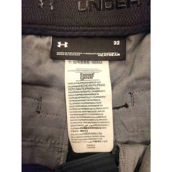 Under Armour performance short 32×10 blue/black striped,logo,nylon heatgear - Picture 5 of 7